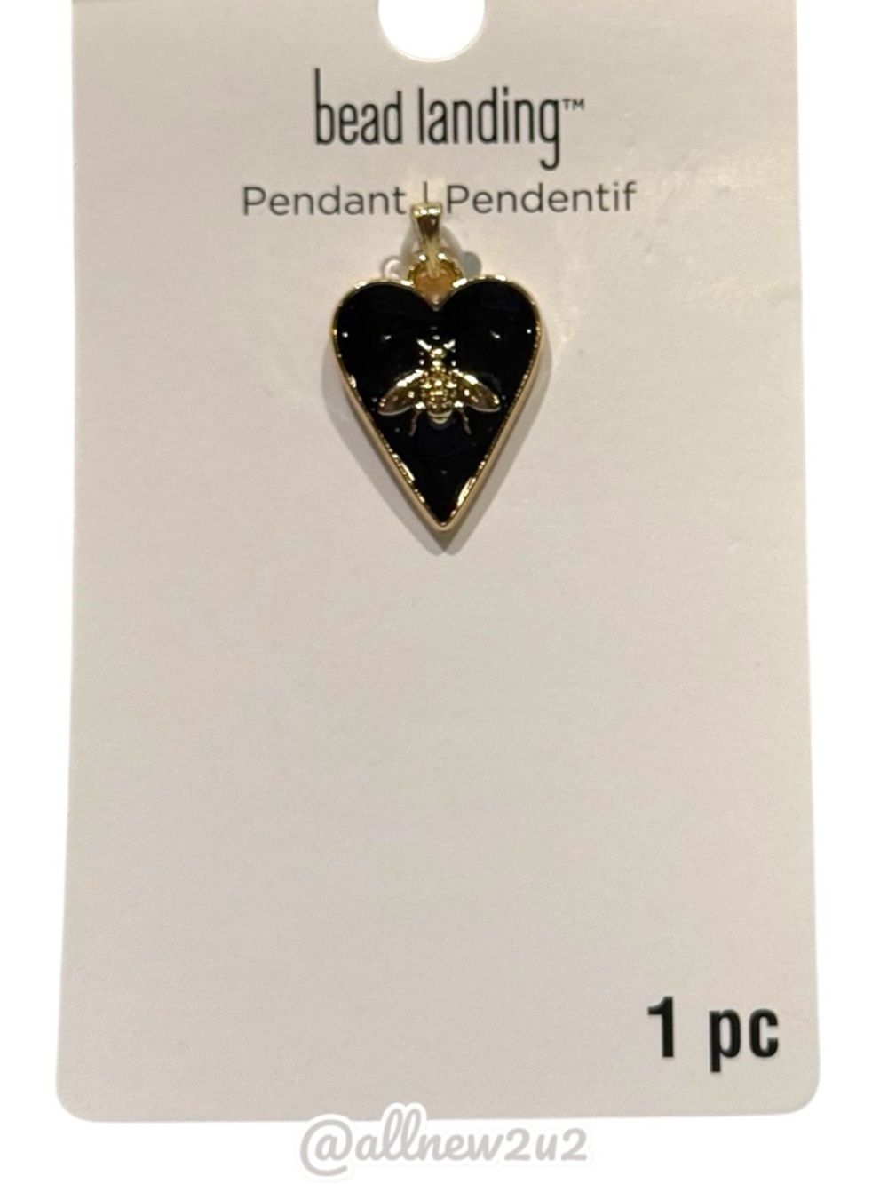 Bead Landing Black Heart Bee Pendant Necklace Charm Pendant Nickel Free
